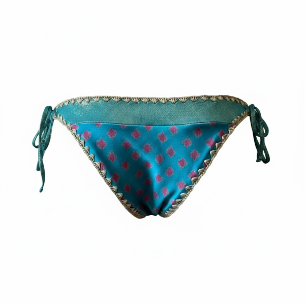 Modern Ocean Γυναικείο Set Bikini Τριγωνάκι πετρόλ με χρυσές λεπτομέρειες & δετό brazil C-6392 petrol