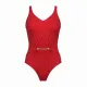 Self Luxury Swimwear Γυναικείο κόκκινο ολόσωμο μαγιό με v & ιδιαίτερο κόψιμο στη μέση με χρυσή αλυσίδα Luxelle 6 S1469XE6