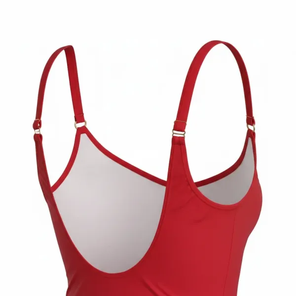 Self Luxury Swimwear Γυναικείο κόκκινο ολόσωμο μαγιό με v & ιδιαίτερο κόψιμο στη μέση με χρυσή αλυσίδα Luxelle 6 S1469XE6