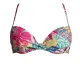 Modern Ocean Γυναικείο Set Bikini Push up δετό & brazil tropical σχέδιο ροζ φούξια γκλίτερ με πράσινους & κίτρινους χρωματισμούς C-6225