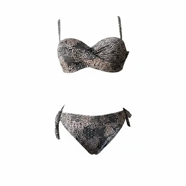 Modern Ocean Γυναικείο Set Bikini Animal print ιριδίζον Strapless με ενίσχυση τιράντες & φαρδύ σλιπ C-6395 