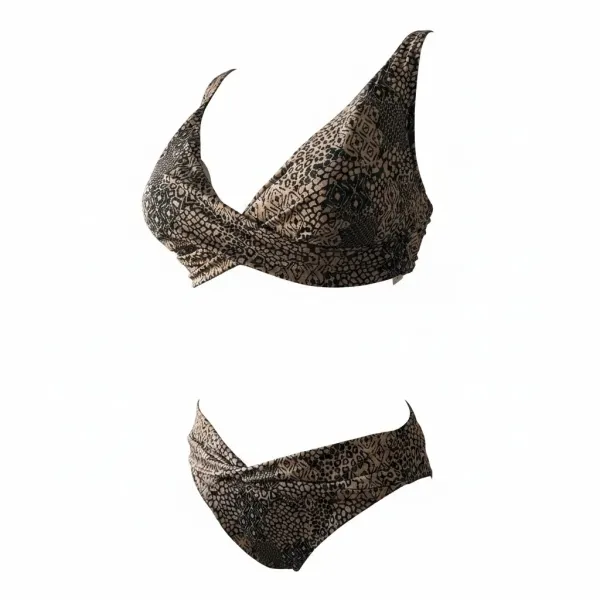 Modern Ocean Γυναικείο Set bikini Animal print ιριδίζον μπουστάκι με τιράντες δετό  για μεγάλο στήθος  & ψηλόμεσο σλιπ C-6394