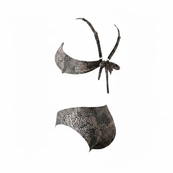 Modern Ocean Γυναικείο Set bikini Animal print ιριδίζον μπουστάκι με τιράντες δετό  για μεγάλο στήθος  & ψηλόμεσο σλιπ C-6394