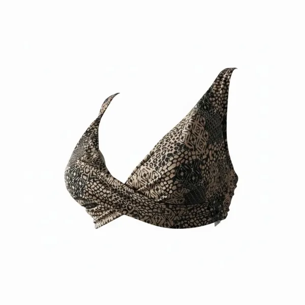 Modern Ocean Γυναικείο Set bikini Animal print ιριδίζον μπουστάκι με τιράντες δετό  για μεγάλο στήθος  & ψηλόμεσο σλιπ C-6394