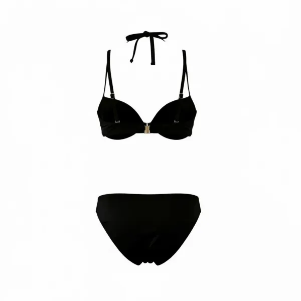 Modern Ocean Γυναικείο Set Bikini strapless με αποσπώμενες τιράντες ρυθμιζόμενες ,μονόχρωμο,με ενίσχυση , βαθύ V σχέδιο & σλιπ με κανονικό κόψιμο 5130 Βlack 