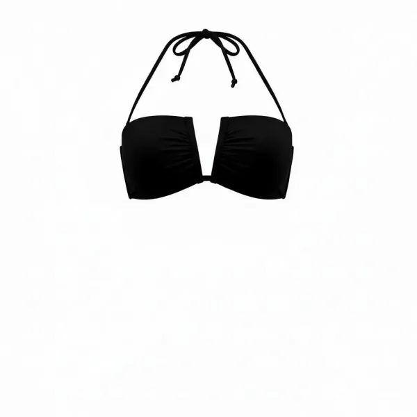 Modern Ocean Γυναικείο Set Bikini strapless με αποσπώμενες τιράντες ρυθμιζόμενες ,μονόχρωμο,με ενίσχυση , βαθύ V σχέδιο & σλιπ με κανονικό κόψιμο 5130 Βlack 