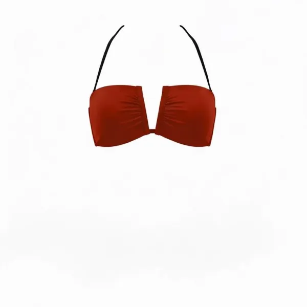 Modern Ocean Γυναικείο Set Bikini strapless με αποσπώμενες τιράντες ρυθμιζόμενες ,μονόχρωμο,με ενίσχυση , βαθύ V σχέδιο & σλιπ με κανονικό κόψιμο 5130 Red