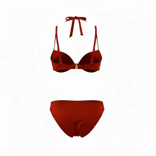 Modern Ocean Γυναικείο Set Bikini strapless με αποσπώμενες τιράντες ρυθμιζόμενες ,μονόχρωμο,με ενίσχυση , βαθύ V σχέδιο & σλιπ με κανονικό κόψιμο 5130 Red