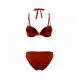 Modern Ocean Γυναικείο Set Bikini strapless με αποσπώμενες τιράντες ρυθμιζόμενες ,μονόχρωμο,με ενίσχυση , βαθύ V σχέδιο & σλιπ με κανονικό κόψιμο 5130 Red