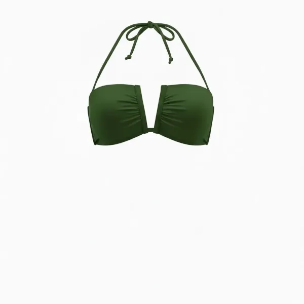 Modern Ocean Γυναικείο Set Bikini strapless με αποσπώμενες τιράντες ρυθμιζόμενες ,μονόχρωμο,με ενίσχυση , βαθύ V σχέδιο & σλιπ με κανονικό κόψιμο 5130 Green