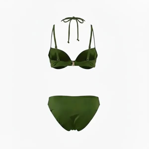 Modern Ocean Γυναικείο Set Bikini strapless με αποσπώμενες τιράντες ρυθμιζόμενες ,μονόχρωμο,με ενίσχυση , βαθύ V σχέδιο & σλιπ με κανονικό κόψιμο 5130 Green