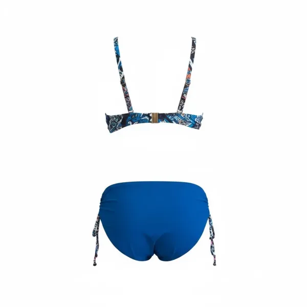 Modern Ocean Γυναικείο Set bikini με σχέδια σε αποχρώσεις του μπλε,ροζ,πετρολ,κοραλί  με τιράντες δετό  για μεγάλο στήθος  & ψηλόμεσο σλιπ 5144 blue
