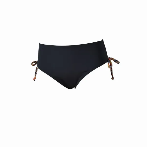 Modern Ocean Γυναικείο Set bikini με σχέδια σε αποχρώσεις του κόκκινου ,πορτοκαλί,λευκού,μαυρου με τιράντες δετό  για μεγάλο στήθος  & ψηλόμεσο σλιπ 5144 black