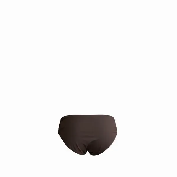 Modern Ocean Γυναικείο Set bikini με σχέδια σε αποχρώσεις του πορτοκαλί,λευκού,κίτρινου και καφέ με τιράντες δετό  για μεγάλο στήθος  & ψηλόμεσο σλιπ 5144 brown