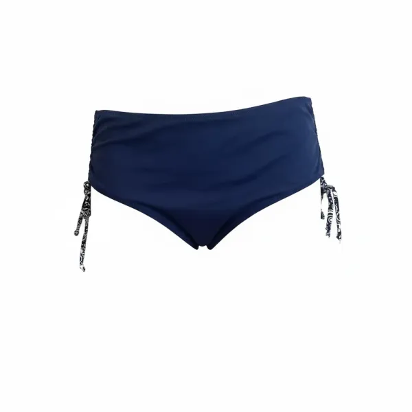 Modern Ocean Γυναικείο Set bikini με σχέδια σε αποχρώσεις του μπλε και του λευκού  με τιράντες δετό  για μεγάλο στήθος  & ψηλόμεσο σλιπ 5144 navy blue