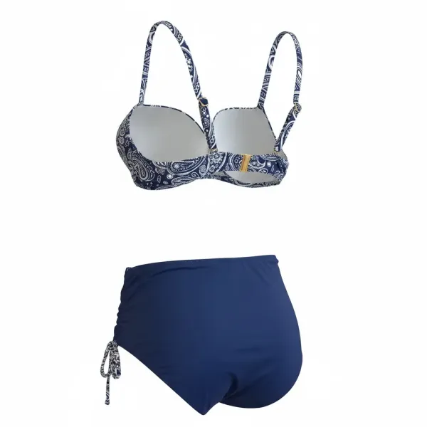 Modern Ocean Γυναικείο Set bikini με σχέδια σε αποχρώσεις του μπλε και του λευκού  με τιράντες δετό  για μεγάλο στήθος  & ψηλόμεσο σλιπ 5144 navy blue