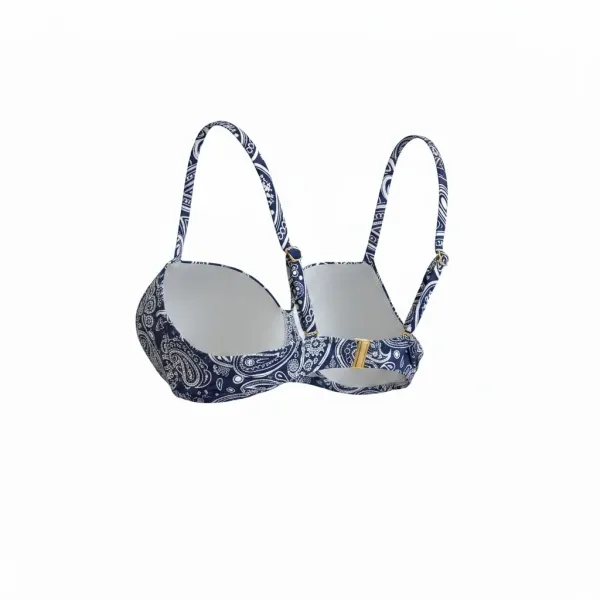 Modern Ocean Γυναικείο Set bikini με σχέδια σε αποχρώσεις του μπλε και του λευκού  με τιράντες δετό  για μεγάλο στήθος  & ψηλόμεσο σλιπ 5144 navy blue