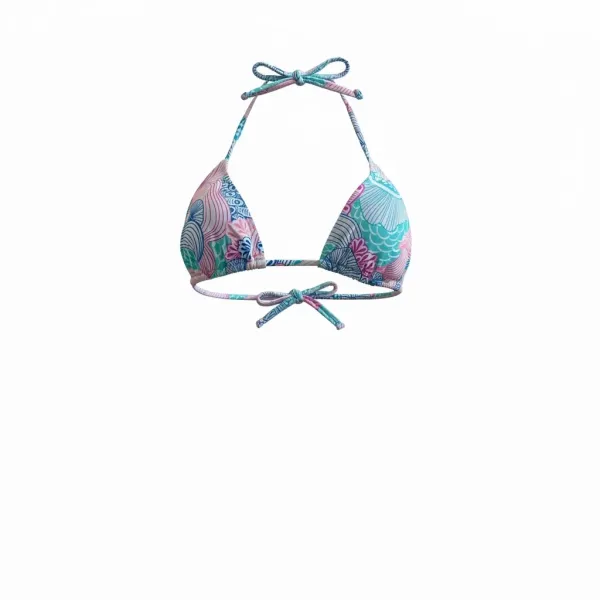 Modern Ocean Γυναικείο Set Bikini triangle με αποσπώμενη ενίσχυση και κανονικό σλιπ bottom σε λευκό χρώμα με ροζ,μπλέ,τιρκουάζ σχέδια 1632 pink 
