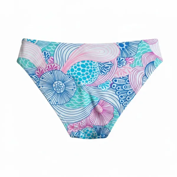 Modern Ocean Γυναικείο Set Bikini triangle με αποσπώμενη ενίσχυση και κανονικό σλιπ bottom σε λευκό χρώμα με ροζ,μπλέ,τιρκουάζ σχέδια 1632 pink 