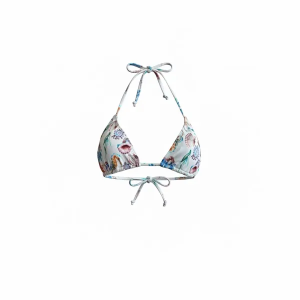 Modern Ocean Γυναικείο Set Bikini triangle με αποσπώμενη ενίσχυση και κανονικό σλιπ bottom σε λευκό χρώμα με σχέδια κοχύλια,αστερίες και κοράλια 1632 white