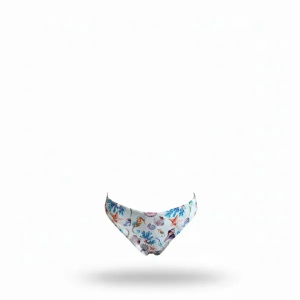 Modern Ocean Γυναικείο Set Bikini triangle με αποσπώμενη ενίσχυση και κανονικό σλιπ bottom σε λευκό χρώμα με σχέδια κοχύλια,αστερίες και κοράλια 1632 white