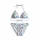 Modern Ocean Γυναικείο Set Bikini triangle με αποσπώμενη ενίσχυση και κανονικό σλιπ bottom σε λευκό χρώμα με σχέδια κοχύλια,αστερίες και κοράλια 1632 white