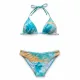 Modern Ocean Γυναικείο Set Bikini triangle με αποσπώμενη ενίσχυση και κανονικό σλιπ bottom σε τιρκουάζ χρώμα με πολύχρωμα νερά 1632 AQUA
