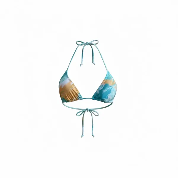 Modern Ocean Γυναικείο Set Bikini triangle με αποσπώμενη ενίσχυση και κανονικό σλιπ bottom σε τιρκουάζ χρώμα με πολύχρωμα νερά 1632 AQUA