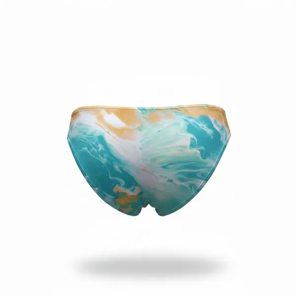 Modern Ocean Γυναικείο Set Bikini triangle με αποσπώμενη ενίσχυση και κανονικό σλιπ bottom σε τιρκουάζ χρώμα με πολύχρωμα νερά 1632 AQUA