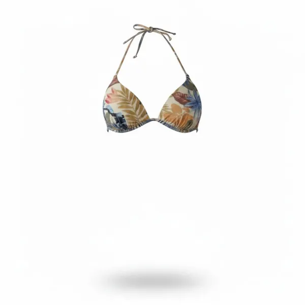 Modern Ocean Γυναικείο Set Bikini triangle Push up δετό & δετό bottom  tropical σχέδιο κίτρινο γκλίτερ  μπλέ & πράσινους χρωματισμούς C-6234