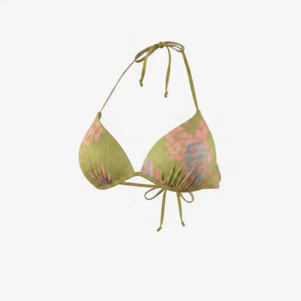 Modern Ocean Γυναικείο Set Bikini triangle Push up δετό & δετό bottom  tropical σχέδιο πράσινο γκλίτερ  πράσινους τυρκουάζ & ροζ χρωματισμούς C-6234