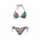 Modern Ocean Γυναικείο Set Bikini triangle Push up δετό & δετό bottom  tropical σχέδιο πράσινο γκλίτερ  πράσινους τυρκουάζ & ροζ χρωματισμούς C-6234