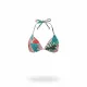 Modern Ocean Γυναικείο Set Bikini triangle Push up δετό & δετό bottom  tropical σχέδιο πράσινο γκλίτερ  πράσινους τυρκουάζ & ροζ χρωματισμούς C-6234