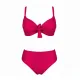 Modern Ocean Γυναικείο Set Bikini Plus sizes φούξια με ελαφρυά ενίσχυση ρυθμιζόμενες τιράντες & φαρδύ ψηλόμεσο σλιπ 1211 fuchsia