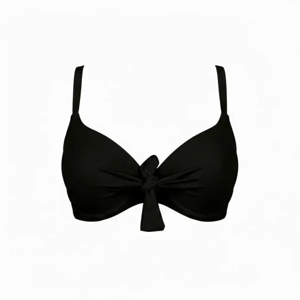 Modern Ocean Γυναικείο Set Bikini Plus sizes μαύρο με ελαφρυά ενίσχυση ρυθμιζόμενες τιράντες & φαρδύ ψηλόμεσο σλιπ 1211 black