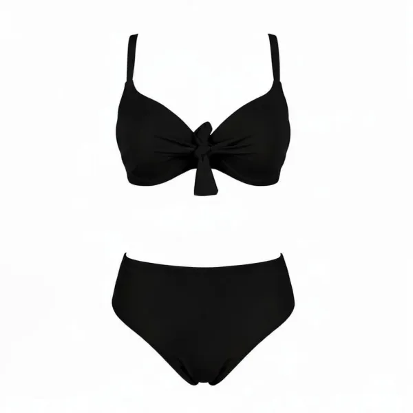 Modern Ocean Γυναικείο Set Bikini Plus sizes μαύρο με ελαφρυά ενίσχυση ρυθμιζόμενες τιράντες & φαρδύ ψηλόμεσο σλιπ 1211 black