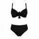 Modern Ocean Γυναικείο Set Bikini Plus sizes μαύρο με ελαφρυά ενίσχυση ρυθμιζόμενες τιράντες & φαρδύ ψηλόμεσο σλιπ 1211 black