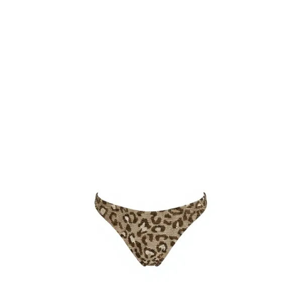 Modern Ocean Γυναικείο Set Bikini triangle Push up δετό & brazil bottom animal print σχέδιο καφέ και χρυσό lurex C-6041 BROWN 
