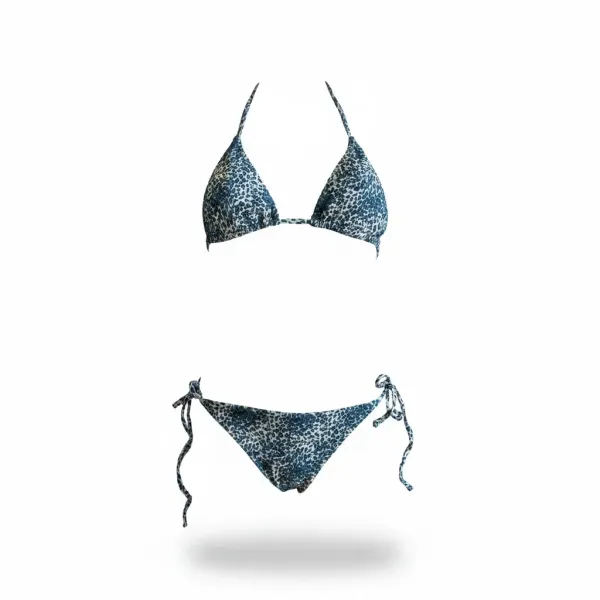 Modern Ocean Γυναικείο Set Bikini Τριγωνάκι ανάγλυφο πετρόλ δετό σλιπ brazil C-6319 PETROL