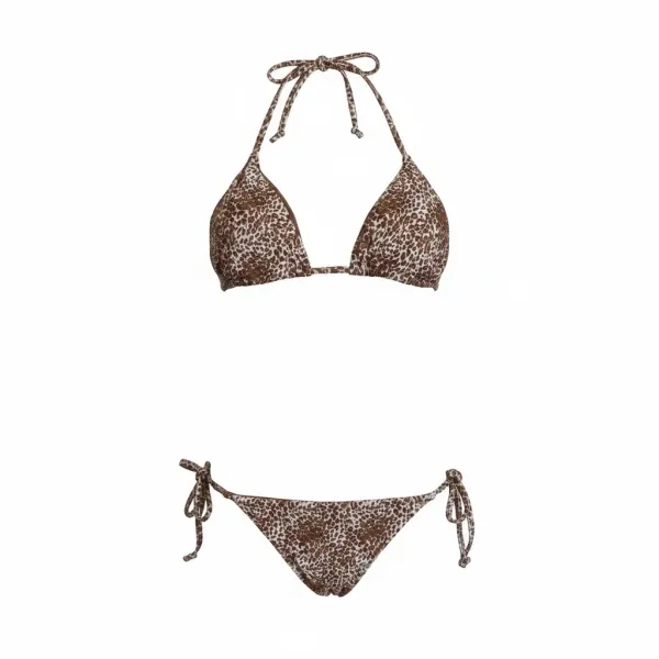 Modern Ocean Γυναικείο Set Bikini Τριγωνάκι ανάγλυφο καφέ δετό σλιπ brazil C-6319 BROWN