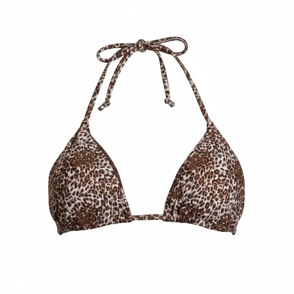 Modern Ocean Γυναικείο Set Bikini Τριγωνάκι ανάγλυφο καφέ δετό σλιπ brazil C-6319 BROWN
