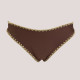 MYA swimwear Γυναικείο bikini set μαγιό μεταλλιζέ τριγωνάκι & brazil v με πλεκτό τελείωμα Σκούρο καφέ MB2205
