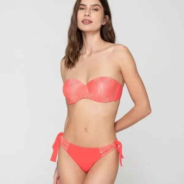 Luna Γυναικείο Strapless μαγιό AURA με ελαφρυά ενίσχυση & αφαιρούμενες τιράντες  Summer Collection 94881 Κοραλί Coral