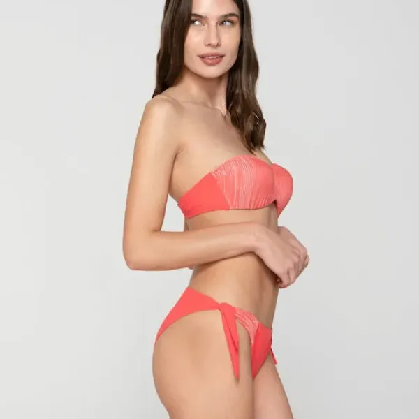 Luna Γυναικείο Strapless μαγιό AURA με ελαφρυά ενίσχυση & αφαιρούμενες τιράντες  Summer Collection 94881 Κοραλί Coral