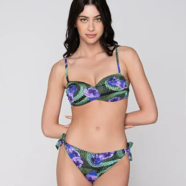 Luna Γυναικείο Bikini Top Balconette με Floral Snake Print σε Πράσινες & Μωβ Αποχρώσεις ,Blossom μπικίνι strapless C/D 94720