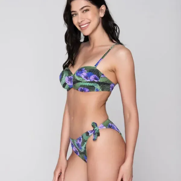 Luna Γυναικείο Bikini Top Balconette με Floral Snake Print σε Πράσινες & Μωβ Αποχρώσεις ,Blossom μπικίνι strapless C/D 94720