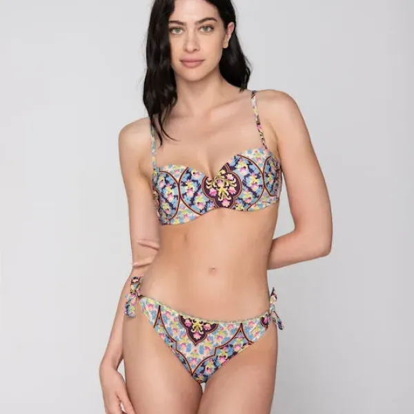 Luna Γυναικείο Μαγιό Slip με κορδόνια Floral διάφορα χρώματα prints λουλουδάκια Summer Collection 94786 floral multicolour 