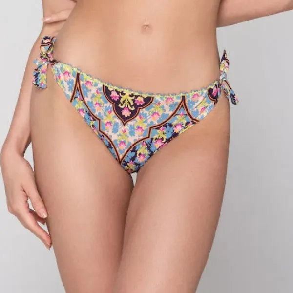 Luna Γυναικείο Μαγιό Slip με κορδόνια Floral διάφορα χρώματα prints λουλουδάκια Summer Collection 94786 floral multicolour 