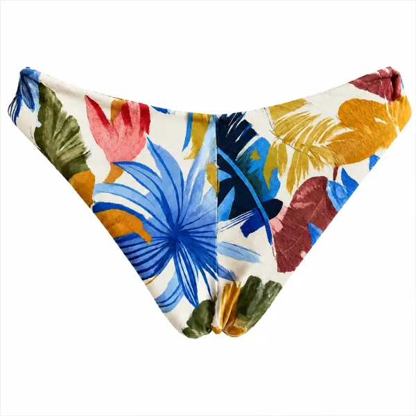 Modern Ocean Γυναικείο Set Bikini Push up δετό & brazil tropical σχέδιο χρυσό κίτρινο γκλίτερ με μπλέ γαλάζιους & μπεζ χρωματισμούς C-6225