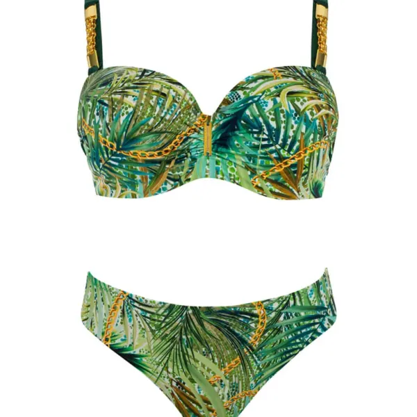 Self Γυναικείο Set bikini Tropical Jamaica 1 straples με υπέροχη ενίσχυση για μεγάλο στήθος Luxury Swimwear green tropical S730V1JA1